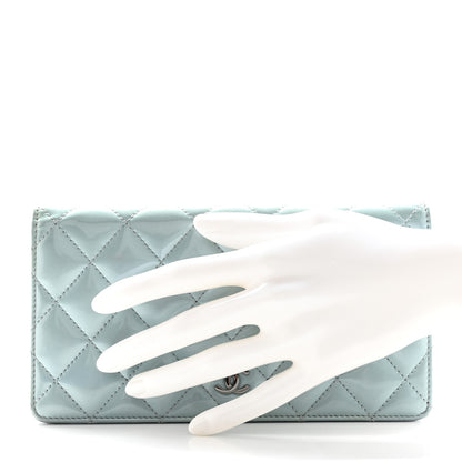 Chanel Patent Calfskin Quilted Yen Wallet Blue 2 of 15