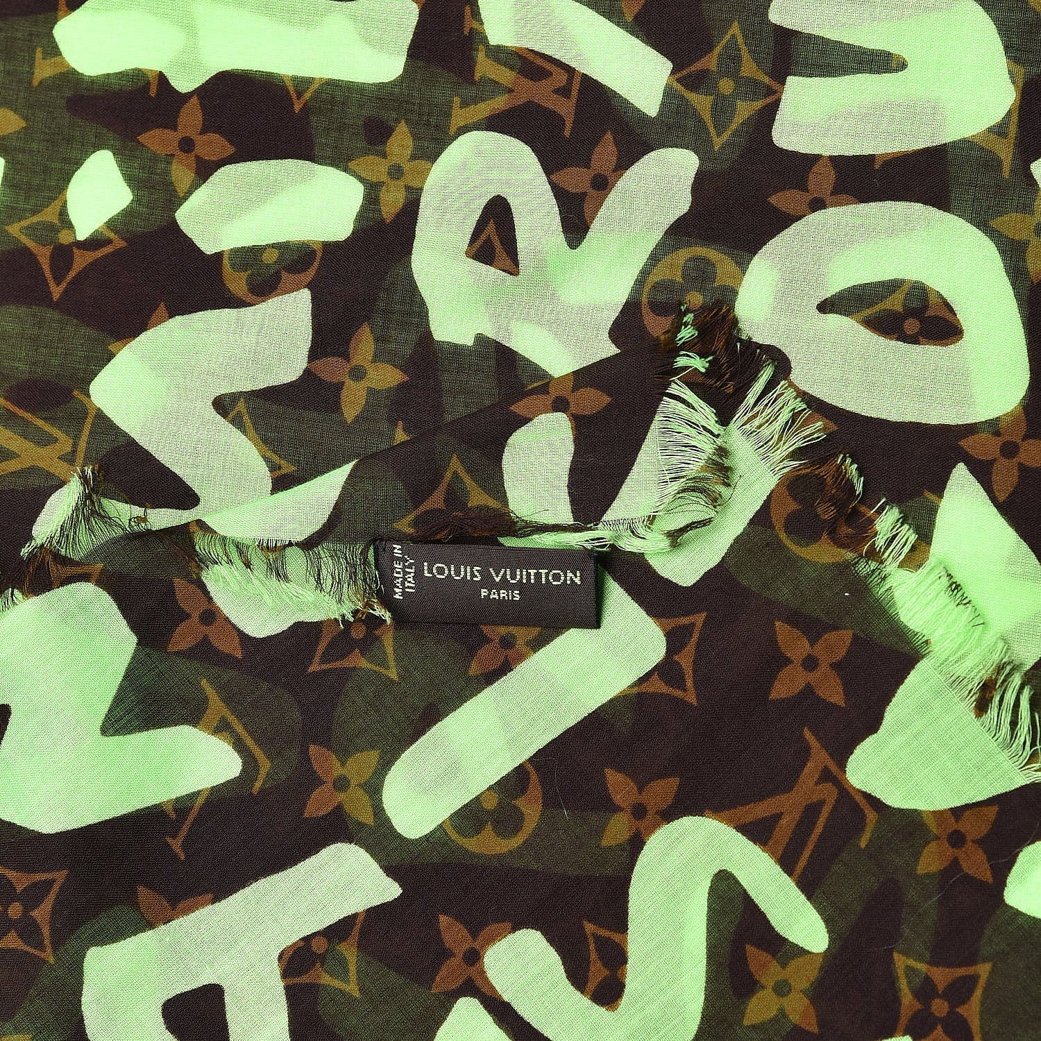 Louis Vuitton Cotton Graffiti Pareo Green 4 of 4