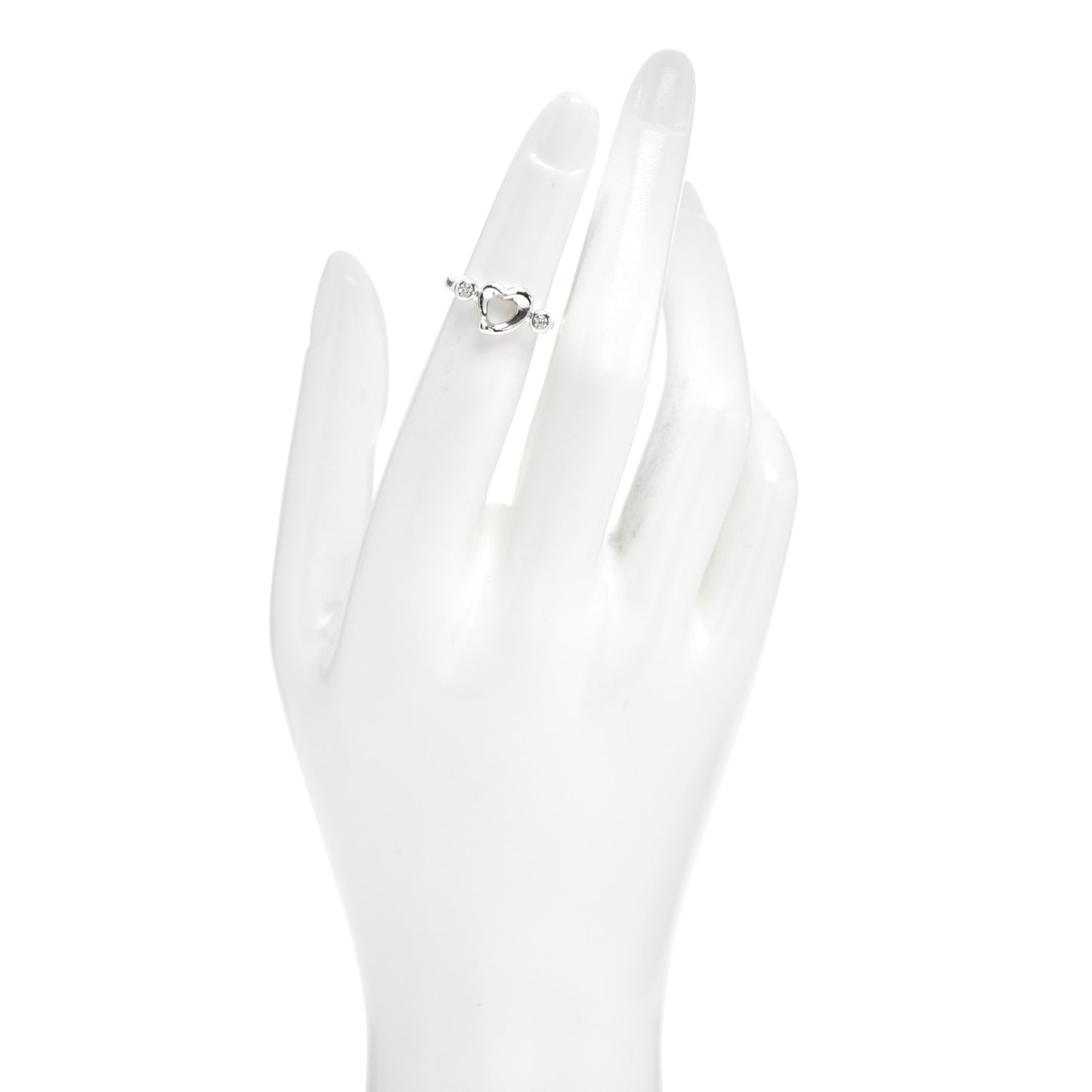 Sterling Silver Diamond Elsa Peretti Open Heart Ring 49 5