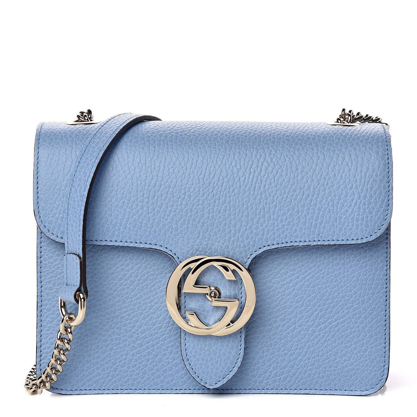 Dollar Calfskin Small Interlocking G Shoulder Bag Mineral Blue
