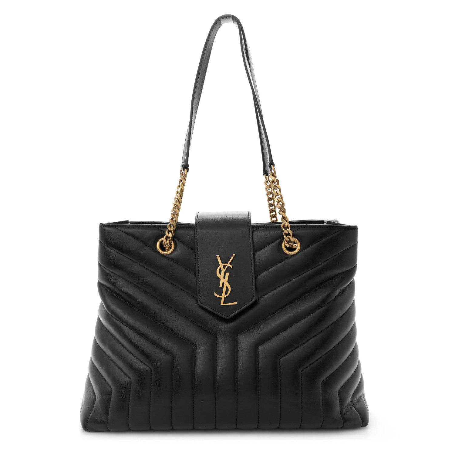Saint Laurent Calfskin Y Quilted Monogram Large Loulou Shopper Black 1 of 11