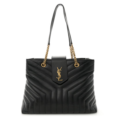 Saint Laurent Calfskin Y Quilted Monogram Large Loulou Shopper Black 1 of 11