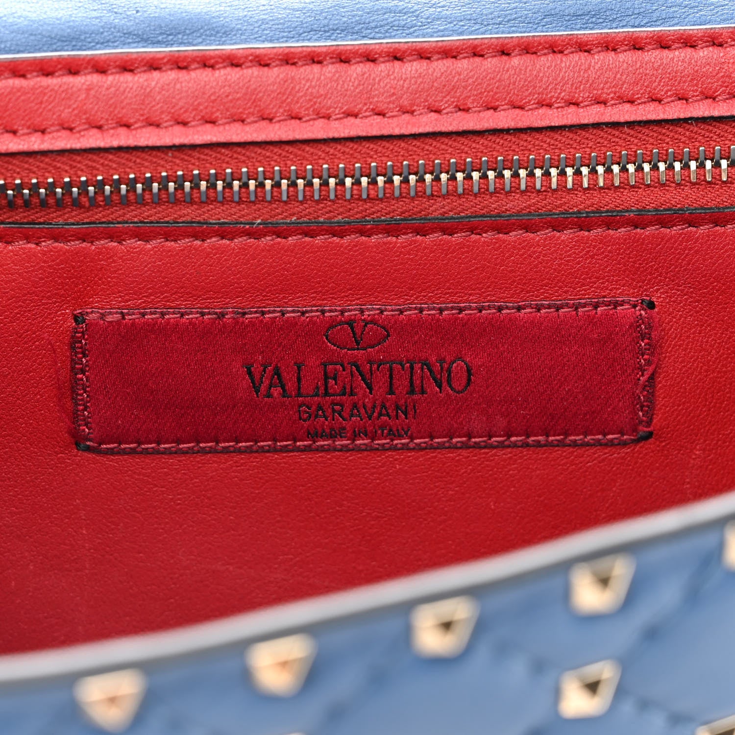 Valentino Garavani Nappa Rockstud Spike Wallet on Chain Pure Blue 6 of 15