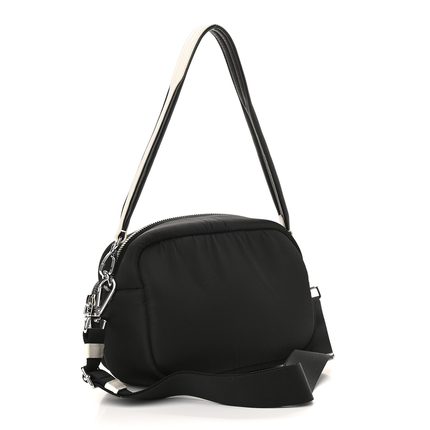 Tessuto Nylon Pocket Cargo Shoulder Bag Black White