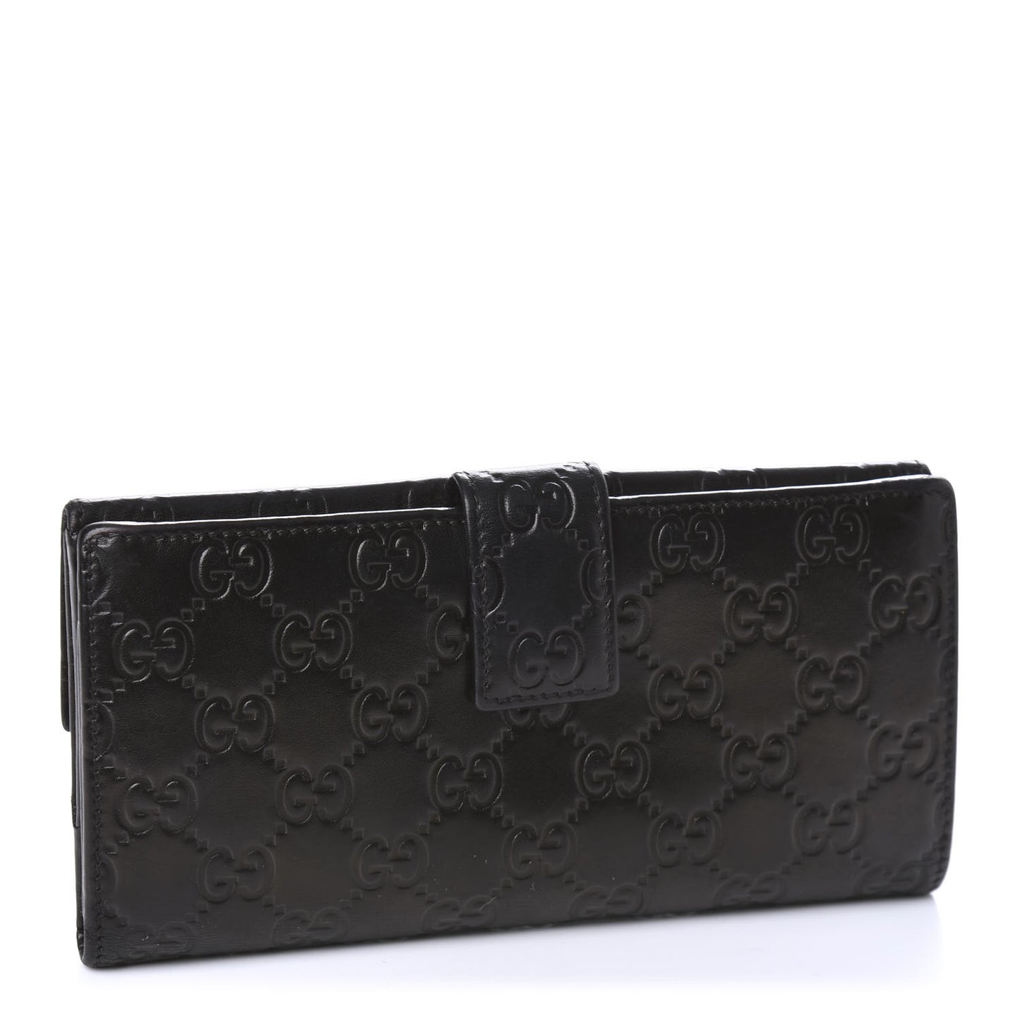 Guccissima Margaux Calfskin Metal Bar Continental Flap Wallet Black