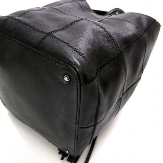 Square Stitched Tassel Bag Black
