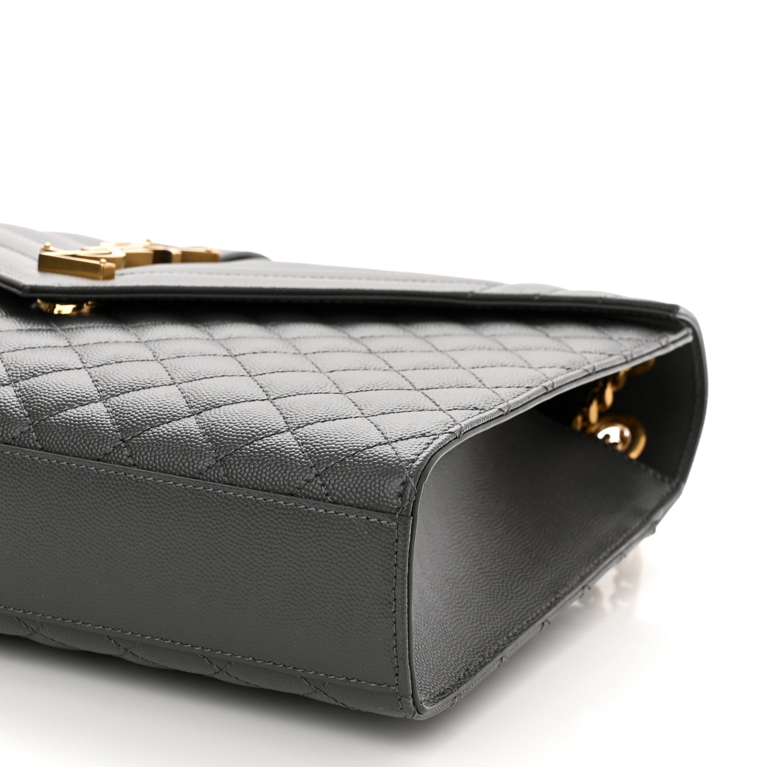 Saint Laurent Grain De Poudre Textured Mixed Matelasse Large Triquilt Monogram Satchel Storm 10 of 10