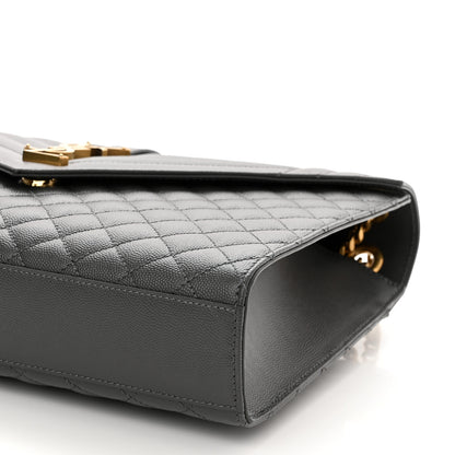 Saint Laurent Grain De Poudre Textured Mixed Matelasse Large Triquilt Monogram Satchel Storm 10 of 10
