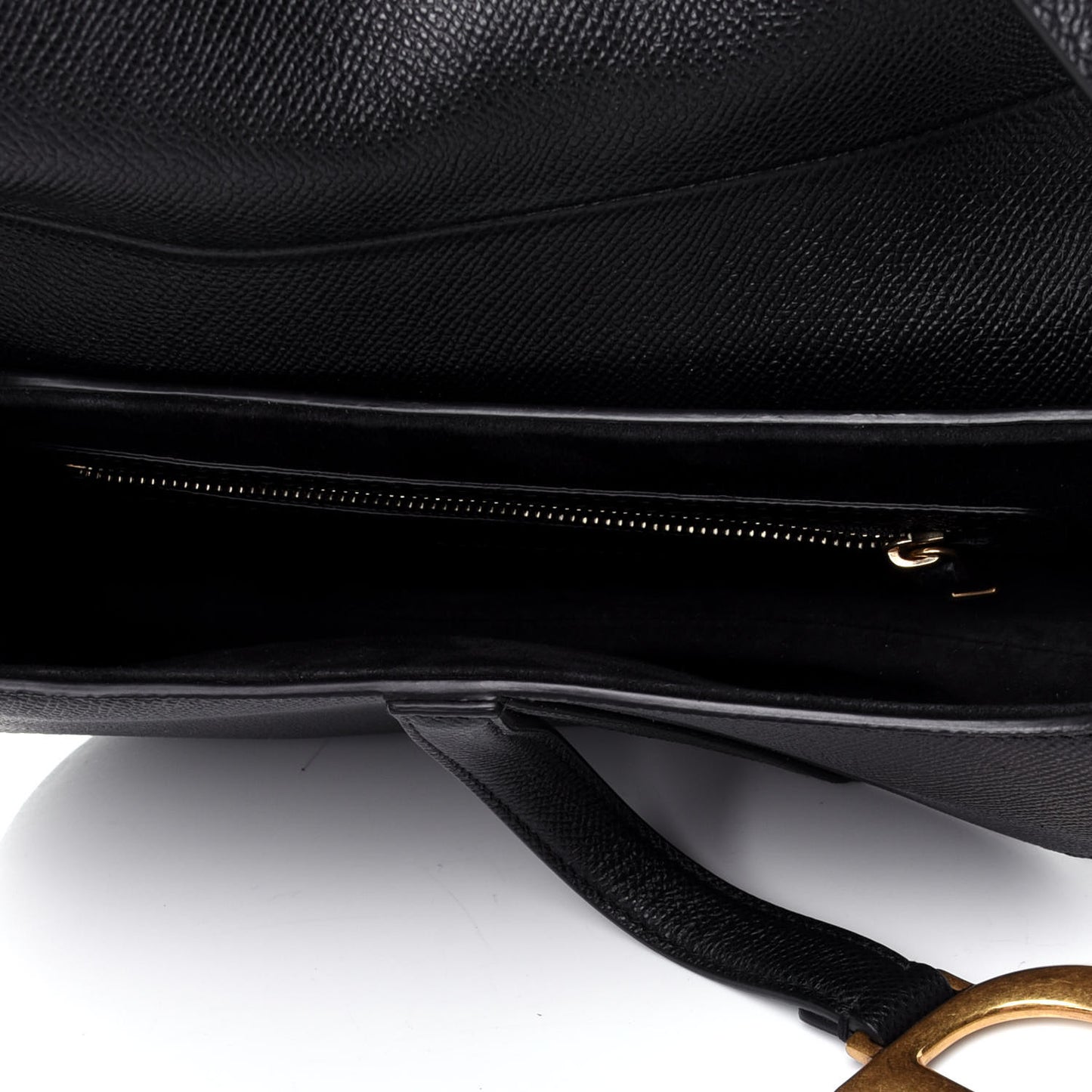Grained Calfskin Saddle Bag Black