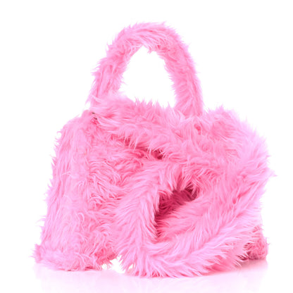 Balenciaga Faux Fur Medium Fluffy Hourglass Top Handle Bag Pink 3 of 9