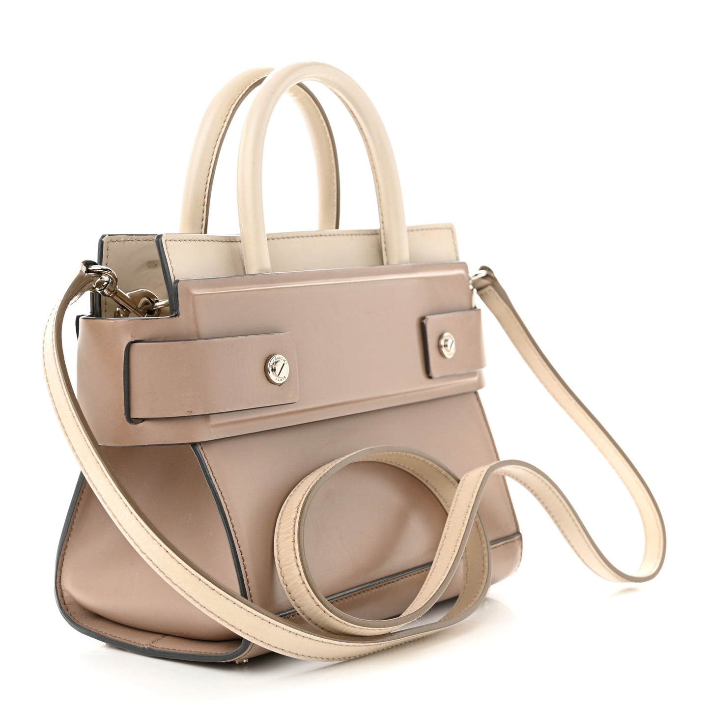 Smooth Calfskin Bi-Color Mini Horizon Satchel Linen Off-White