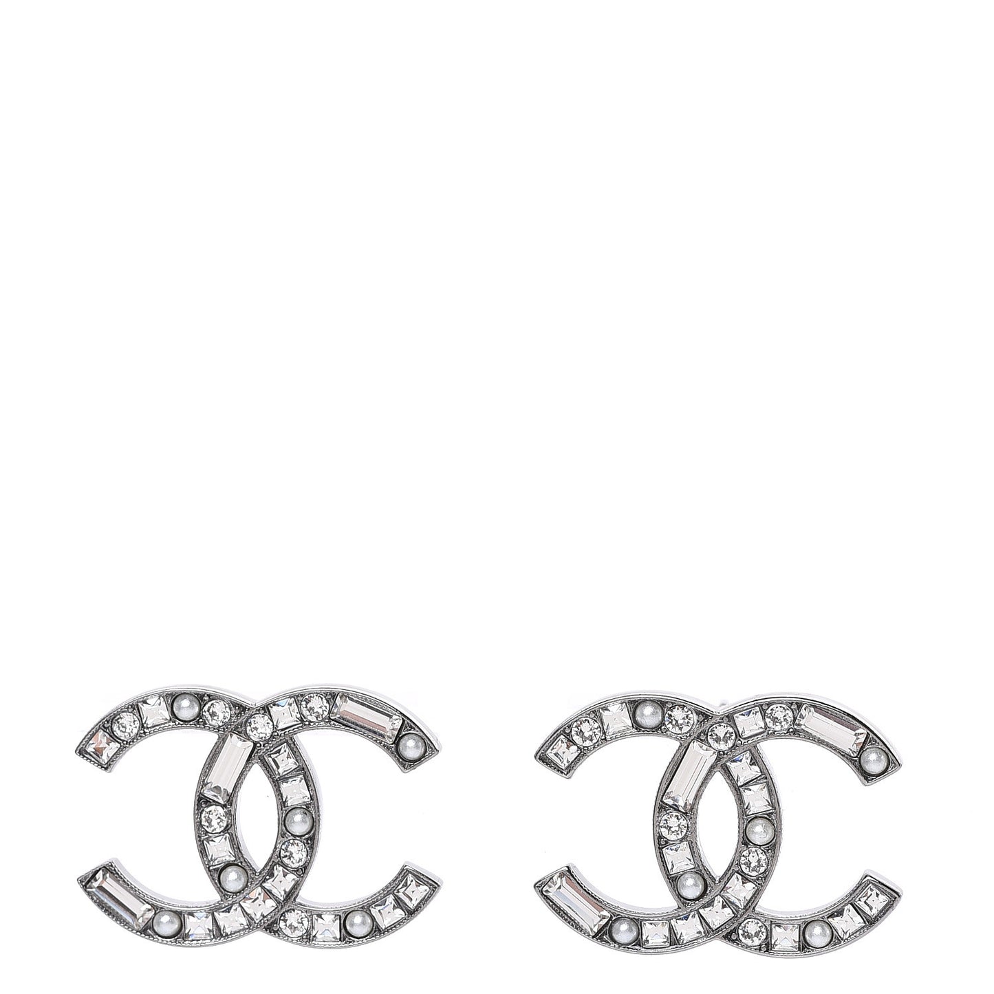 Baguette Crystal Pearl CC Bright Young Things Earrings Ruthenium