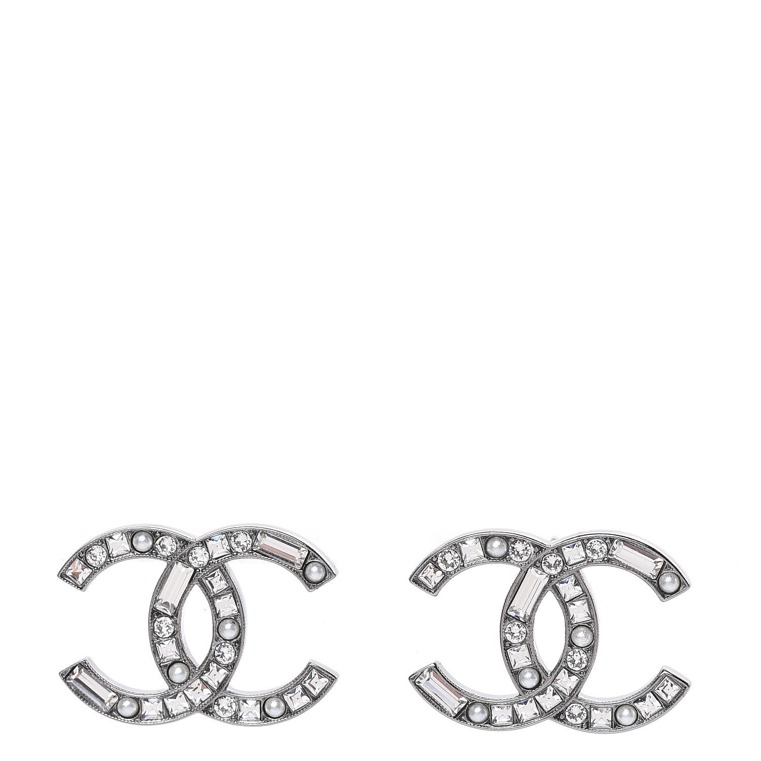 Chanel Baguette Crystal Pearl CC Bright Young Things Earrings Ruthenium 1 of 5
