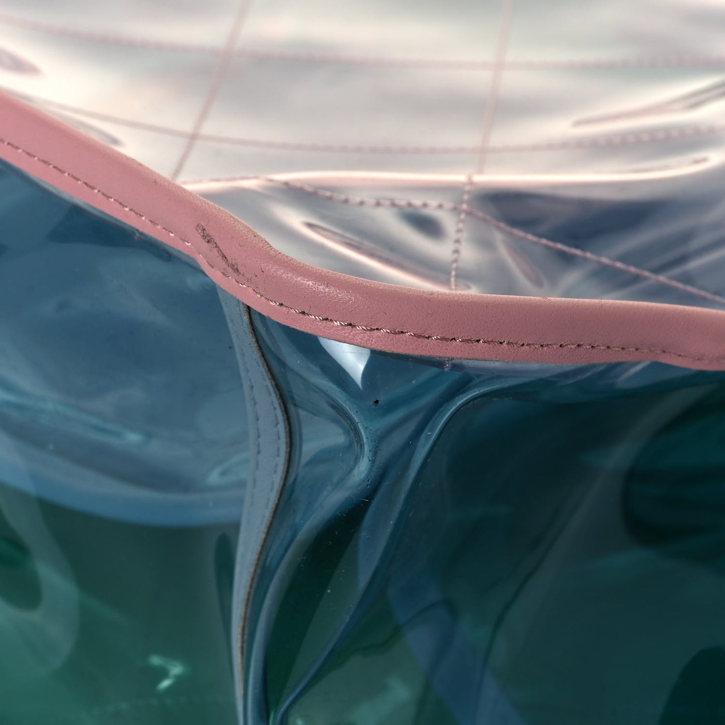 Lambskin PVC Quilted Large Coco Splash Shopping Bag Blue Green