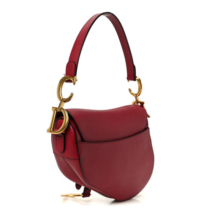 Christian Dior Grained Calfskin Saddle Bag Red 3 of 10