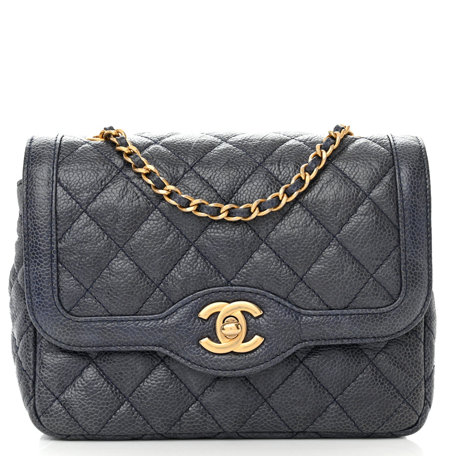 Chanel Crumpled Grained Calfskin Quilted Mini Two Tone Flap Blue 6 of 9