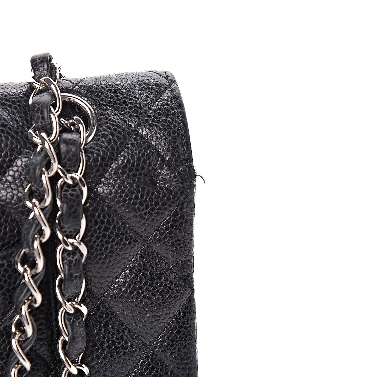 Caviar Quilted Medium Double Flap Black