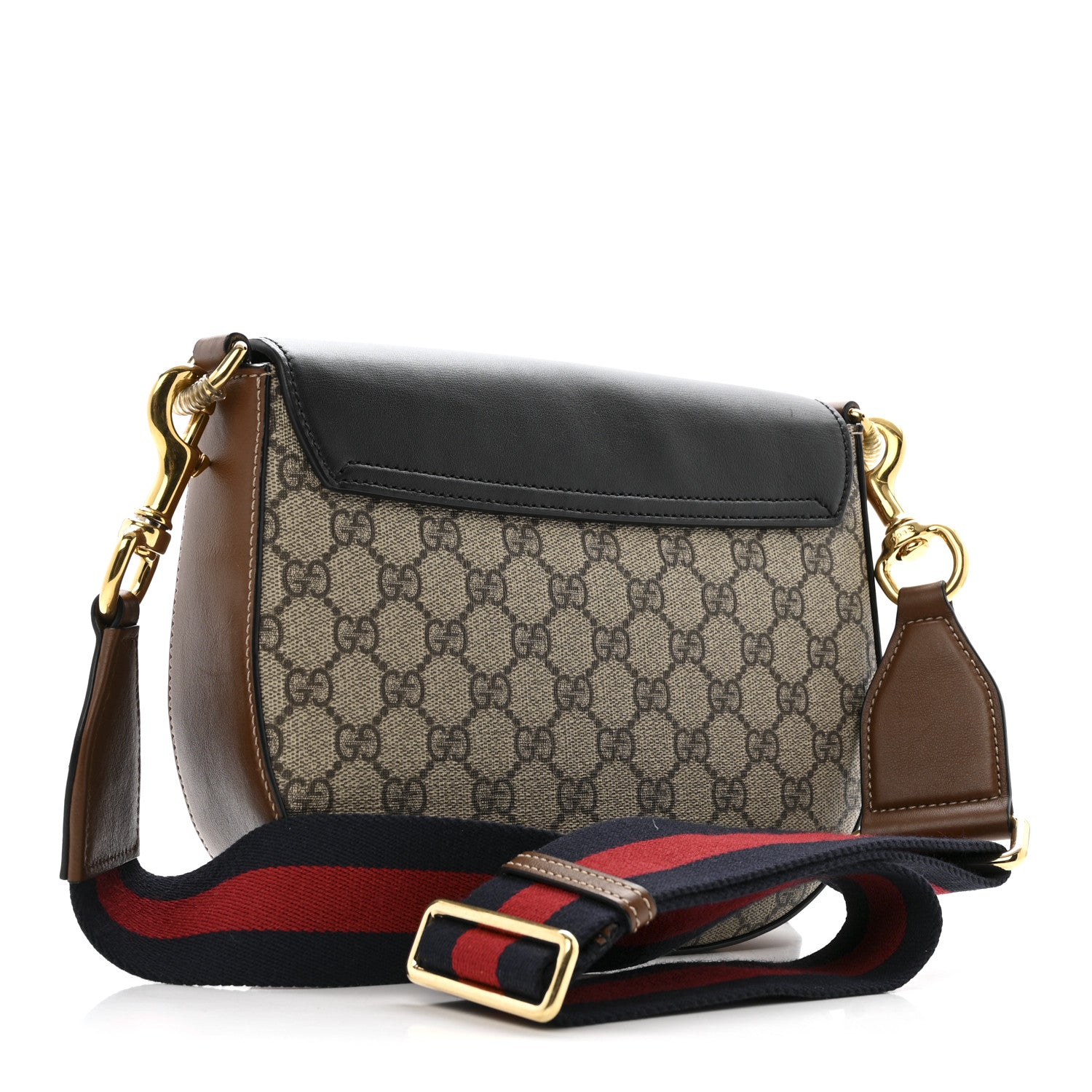 Gucci GG Supreme Monogram Web Medium Padlock Messenger Shoulder Bag Black 3 of 15