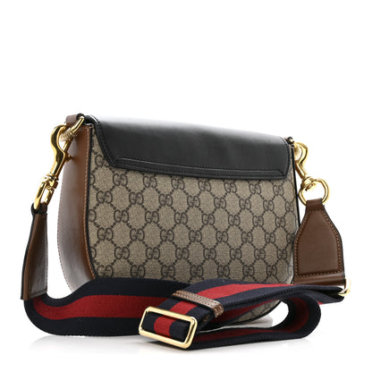 Gucci GG Supreme Monogram Web Medium Padlock Messenger Shoulder Bag Black 3 of 15