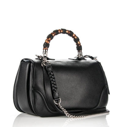 Gucci Pebbled Calfskin Large New Bamboo Top Handle Bag Black 3 of 7