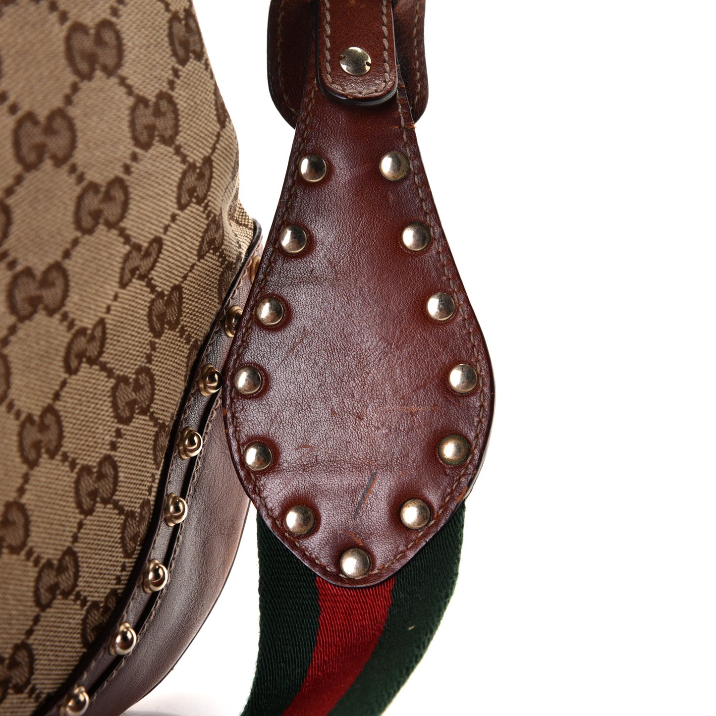Monogram Web Studded Pelham Shoulder Bag Brown