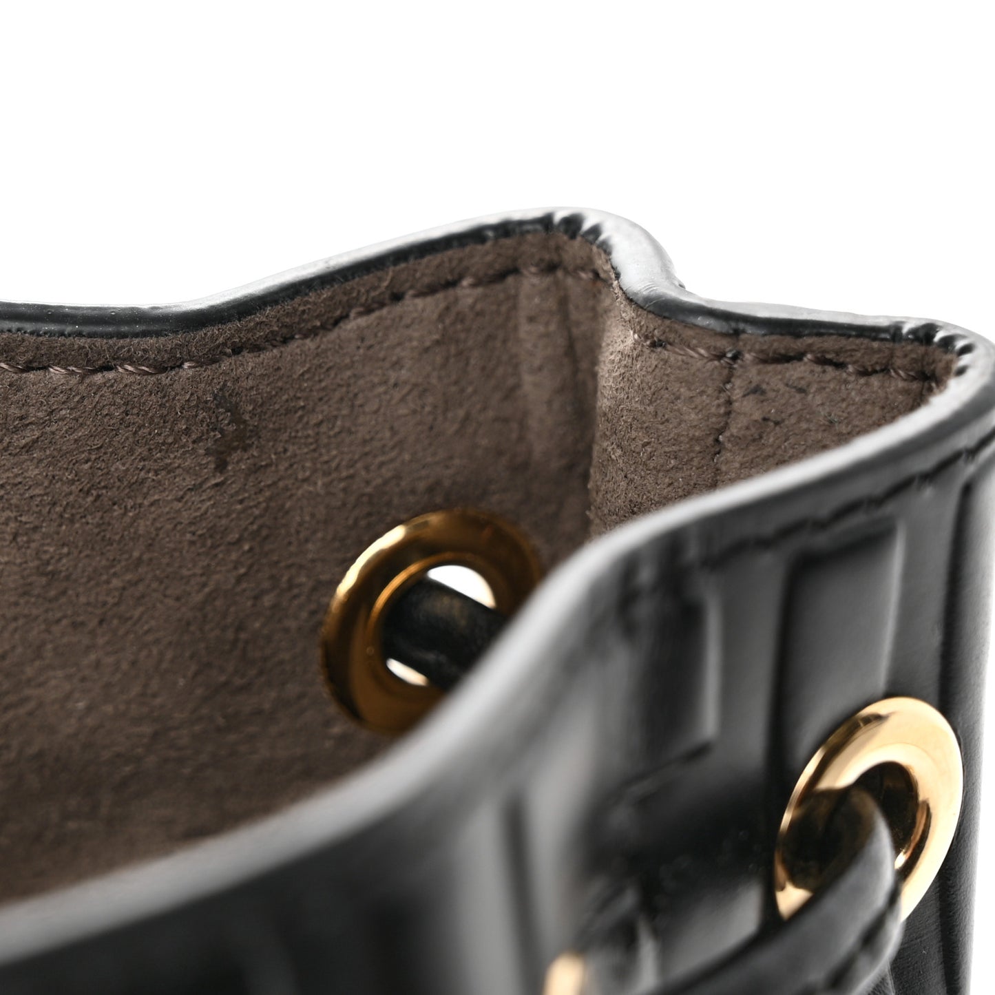 Vitello Liberty F is Fendi FF 1974 Embossed Mini Mon Tresor Bucket Bag Black