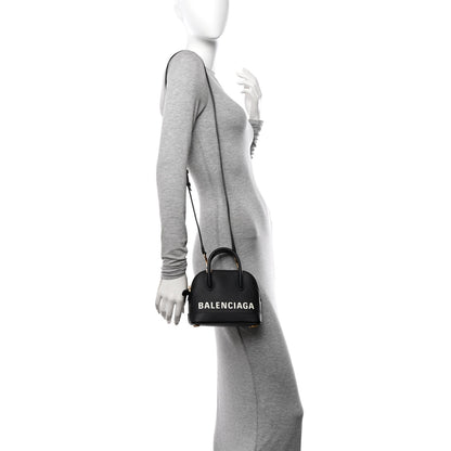 Balenciaga Signature Grained Calfskin XXS Ville Top Handle Bag Black White 2 of 10