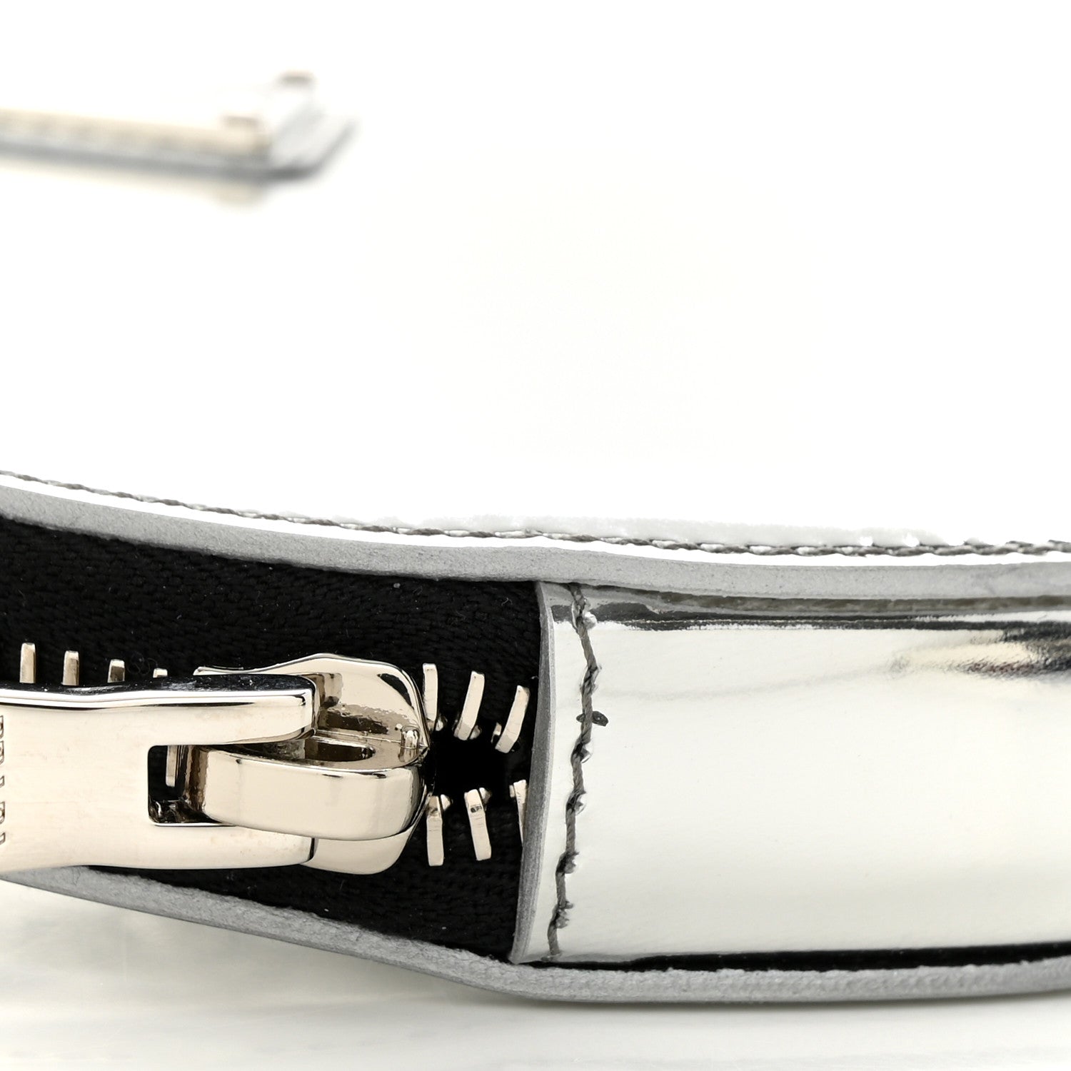 Prada Spazzolato Round Chain Coin Crossbody Pouch Argento 9 of 11