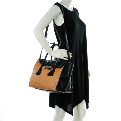 Prada Glace Calf Large Twin Pocket Tote Naturale Black 3 of 10