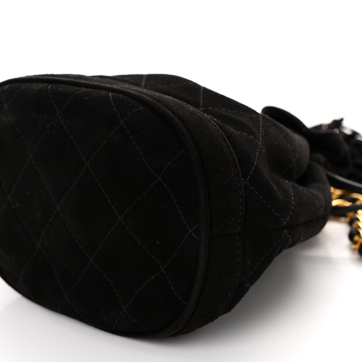 Chanel Suede Drawstring Tassel Bucket Bag Black 9 of 9