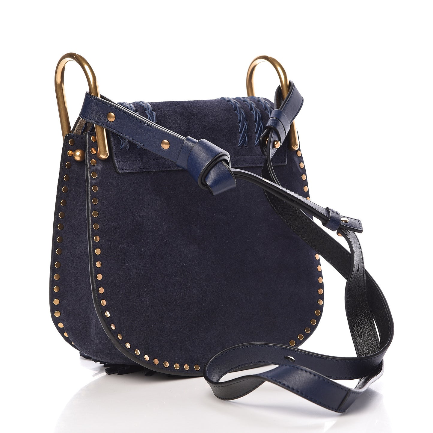Suede Calfskin Braided Small Hudson Shoulder Bag Full Blue