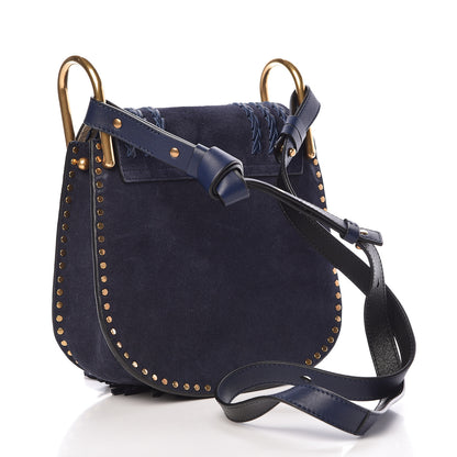 Chloe Suede Calfskin Braided Small Hudson Shoulder Bag Full Blue 3 of 12