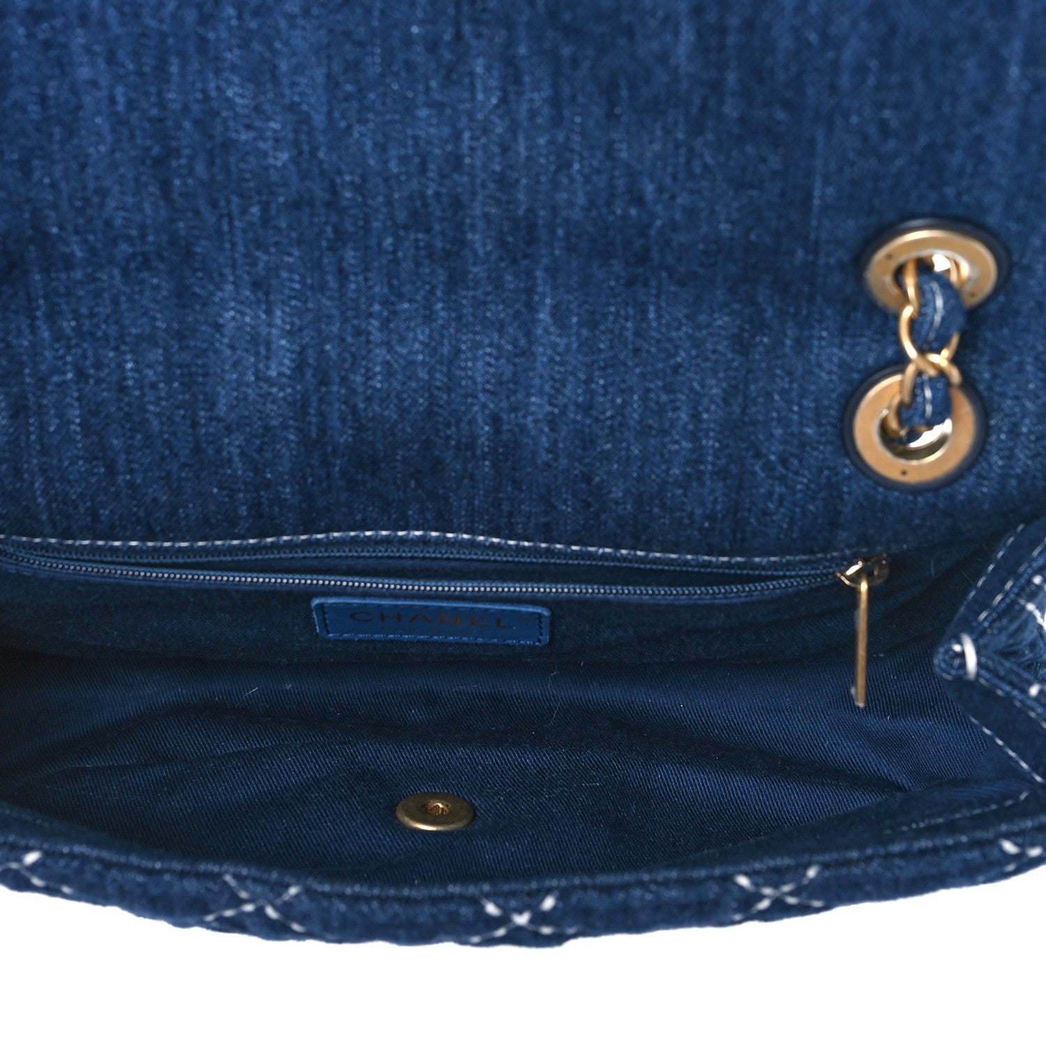 Chanel Denim Quilted Medium Denim Trip Single Flap Blue 5 of 10