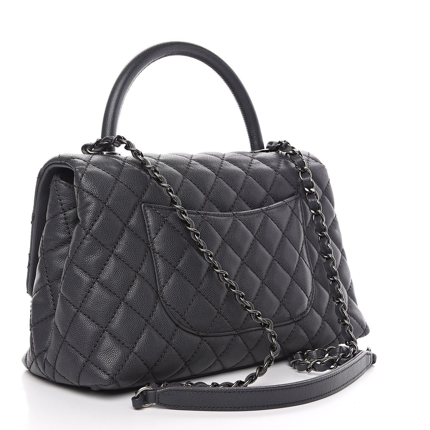 Chanel Caviar Quilted Small Coco Handle Flap Gray 2 of 11