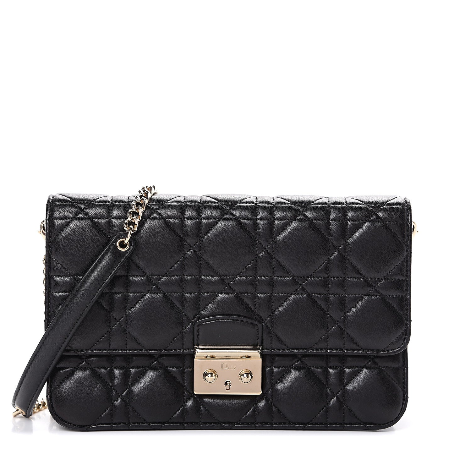 Lambskin Cannage Miss Dior Promenade Pouch Black