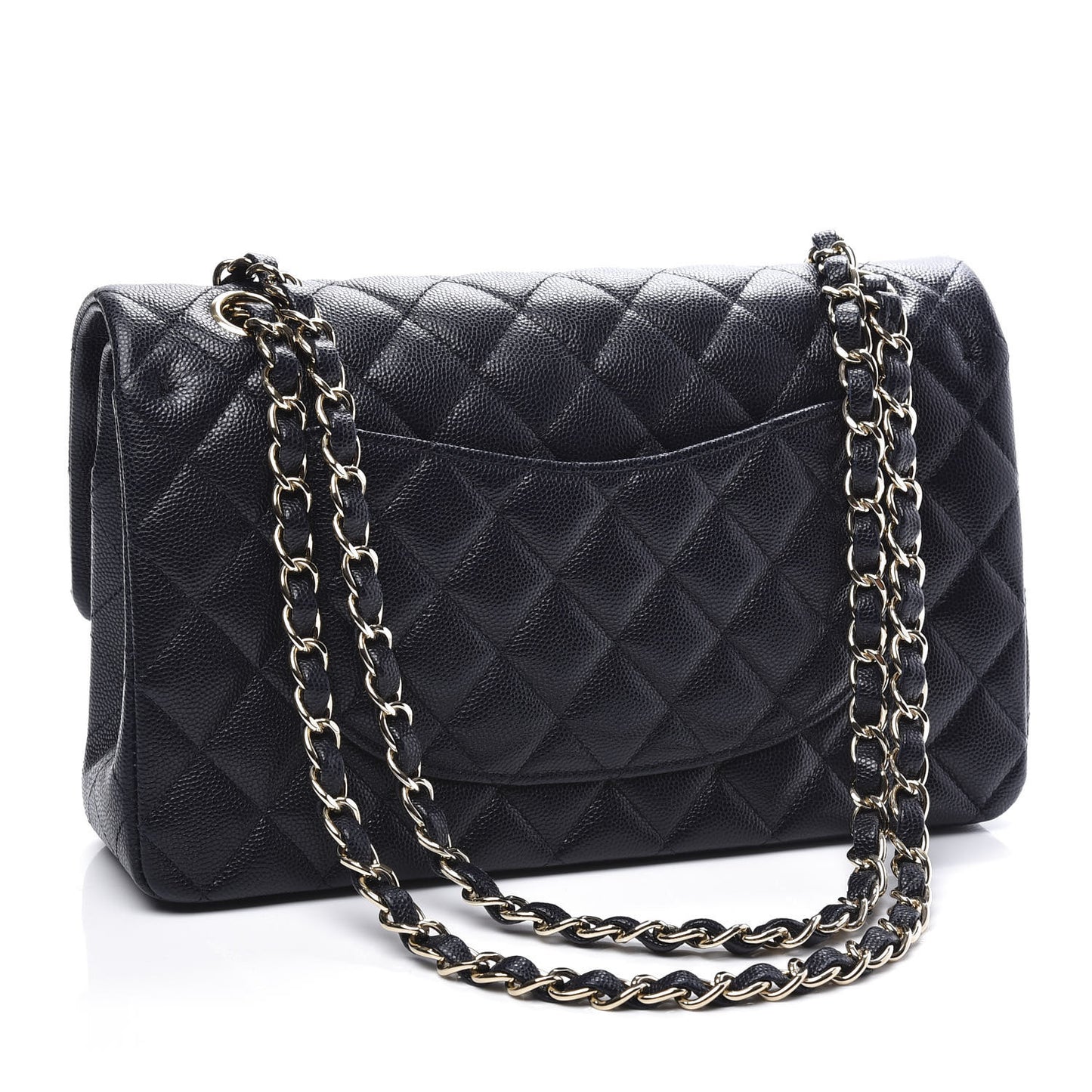 Caviar Quilted Medium Double Flap Navy