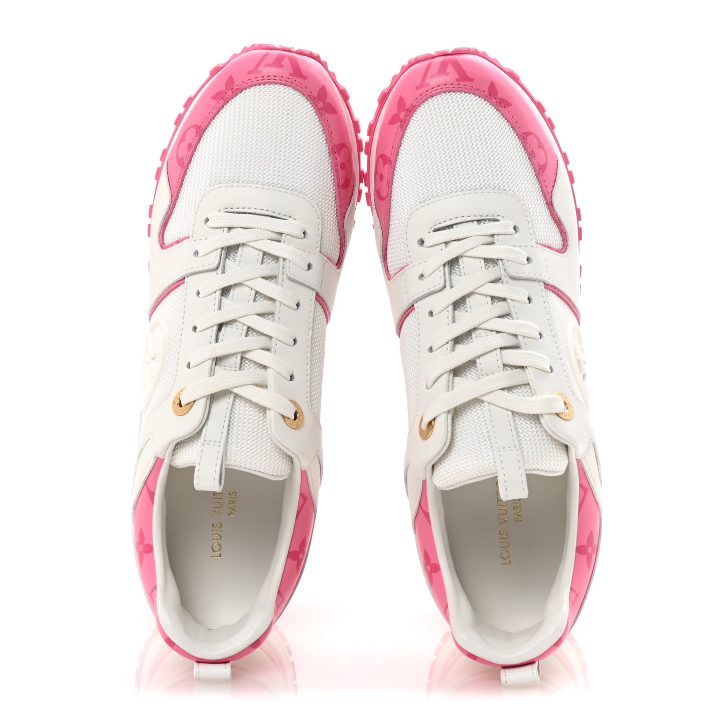 Calfskin Monogram Run Away Sneakers 39 White Pink