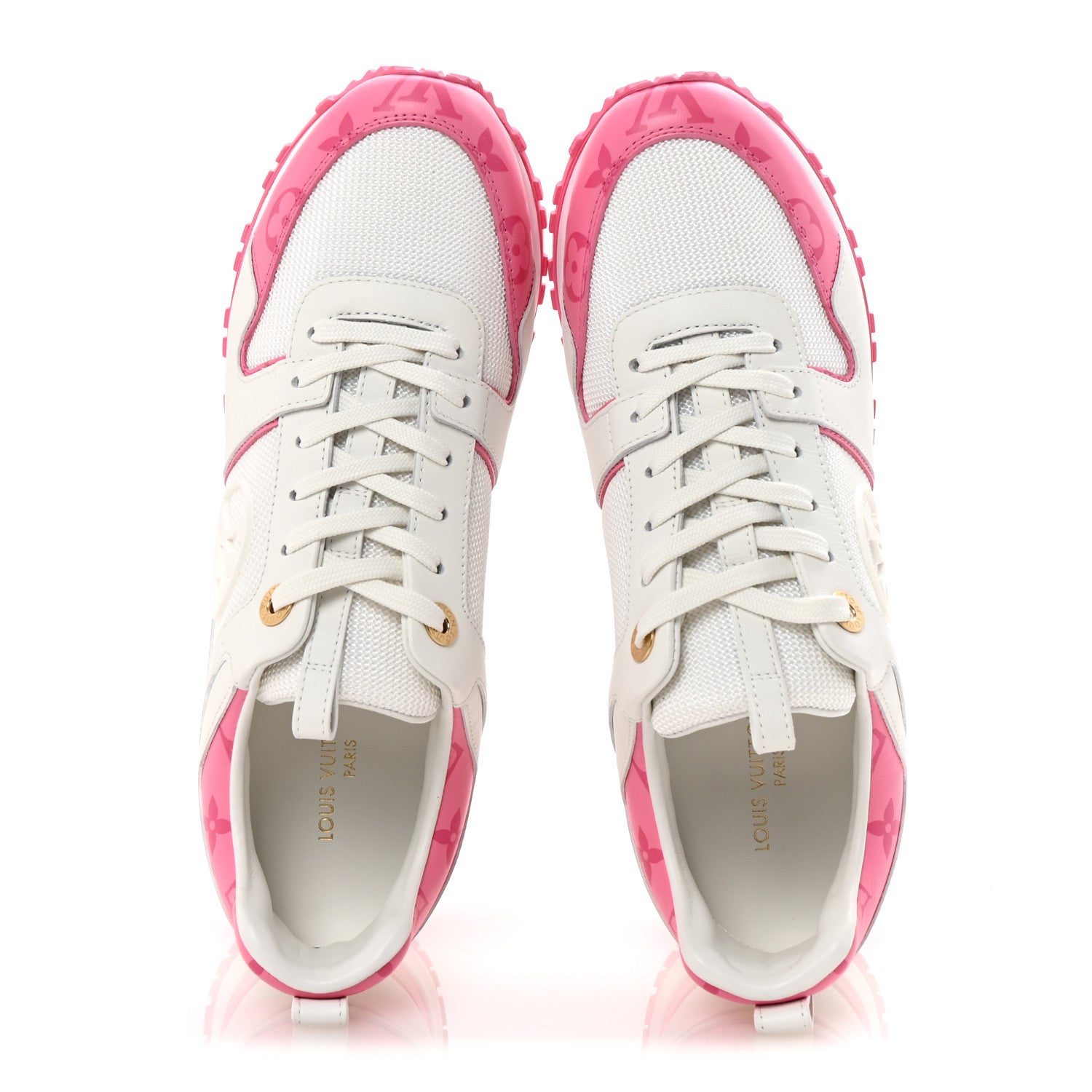 Louis Vuitton Calfskin Monogram Run Away Sneakers 39 White Pink 2 of 9