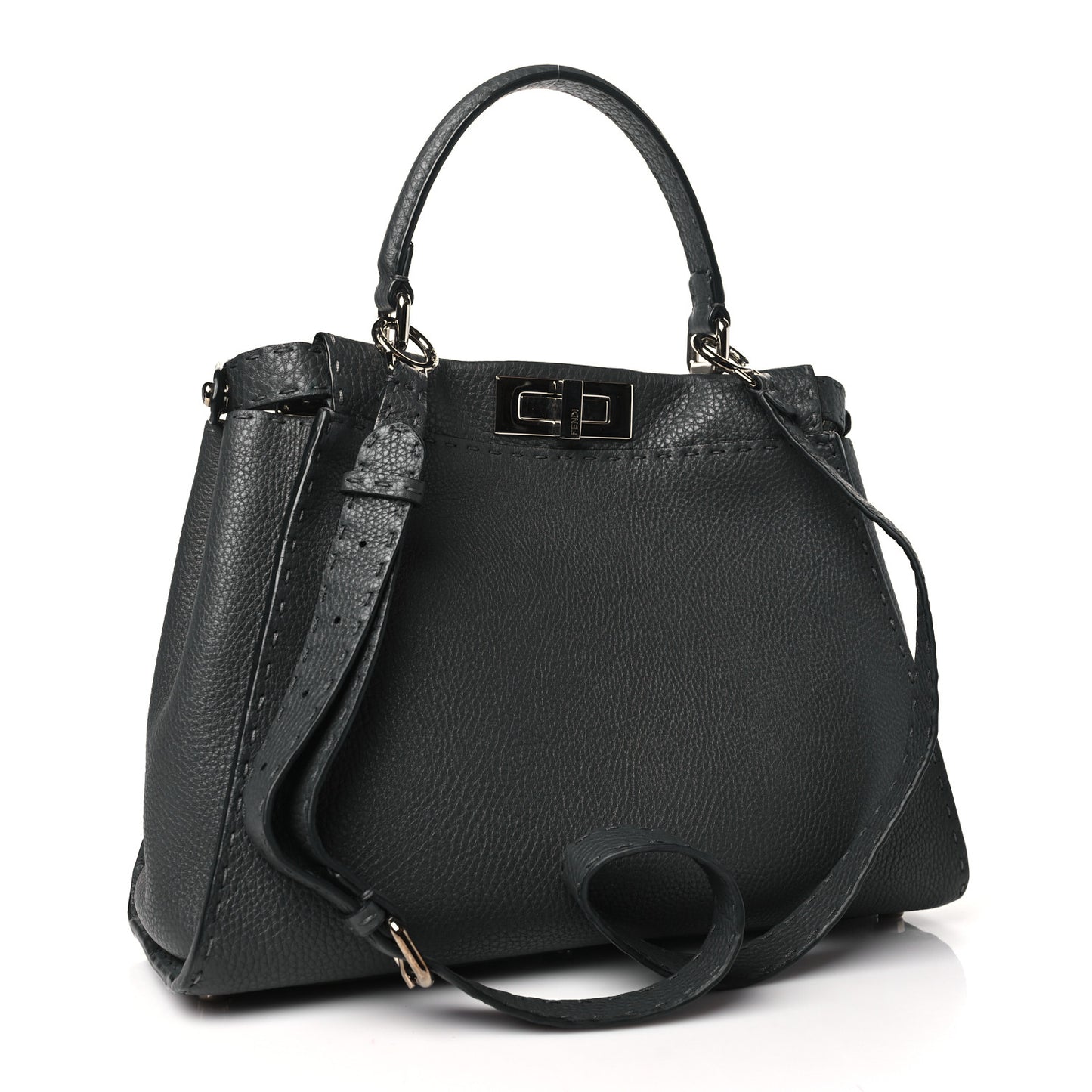 Cuoio Romano Selleria Bi-Color Medium Peekaboo Iconic Satchel Asfalto Latte