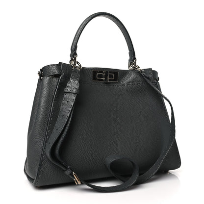 Fendi Cuoio Romano Selleria Bi-Color Medium Peekaboo Iconic Satchel Asfalto Latte 3 of 10