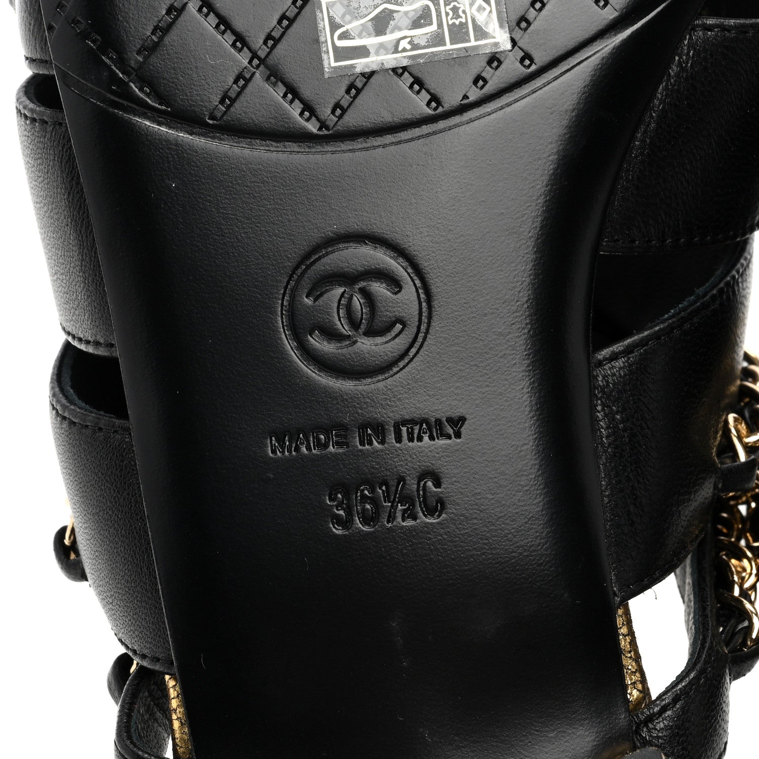 Chanel Lambskin Chain Mule Sandals 36.5 Black 6 of 7