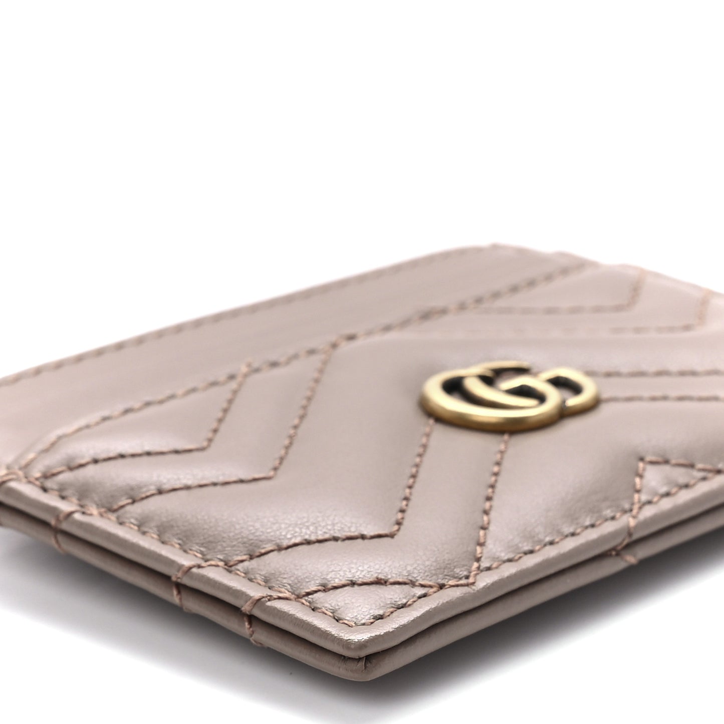 Calfskin Matelasse GG Marmont Card Holder Porcelain Rose