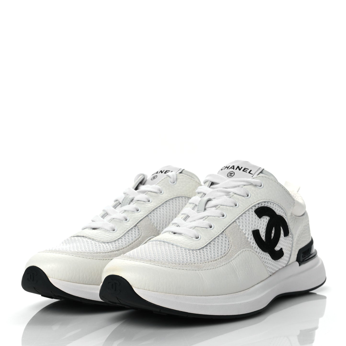 Calfskin Mesh Lycra Suede Womens Logo Sneakers 41 White
