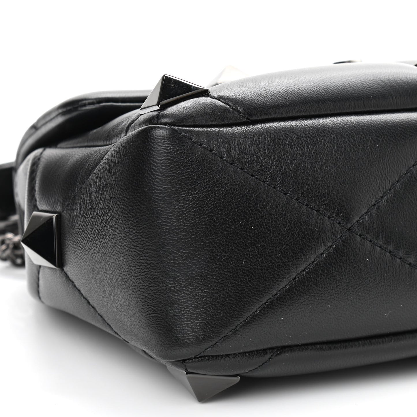 Nappa Monochrome Medium Roman Stud Shoulder Bag Black