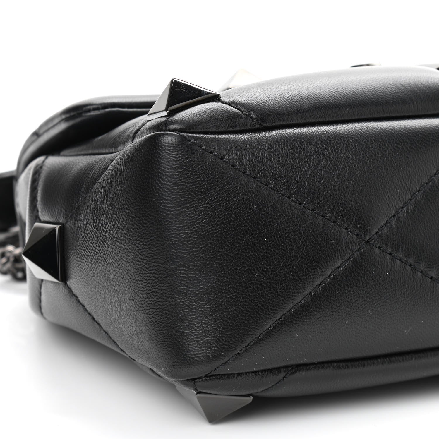 Valentino Garavani Nappa Monochrome Medium Roman Stud Shoulder Bag Black 8 of 9