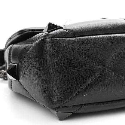 Valentino Garavani Nappa Monochrome Medium Roman Stud Shoulder Bag Black 8 of 9