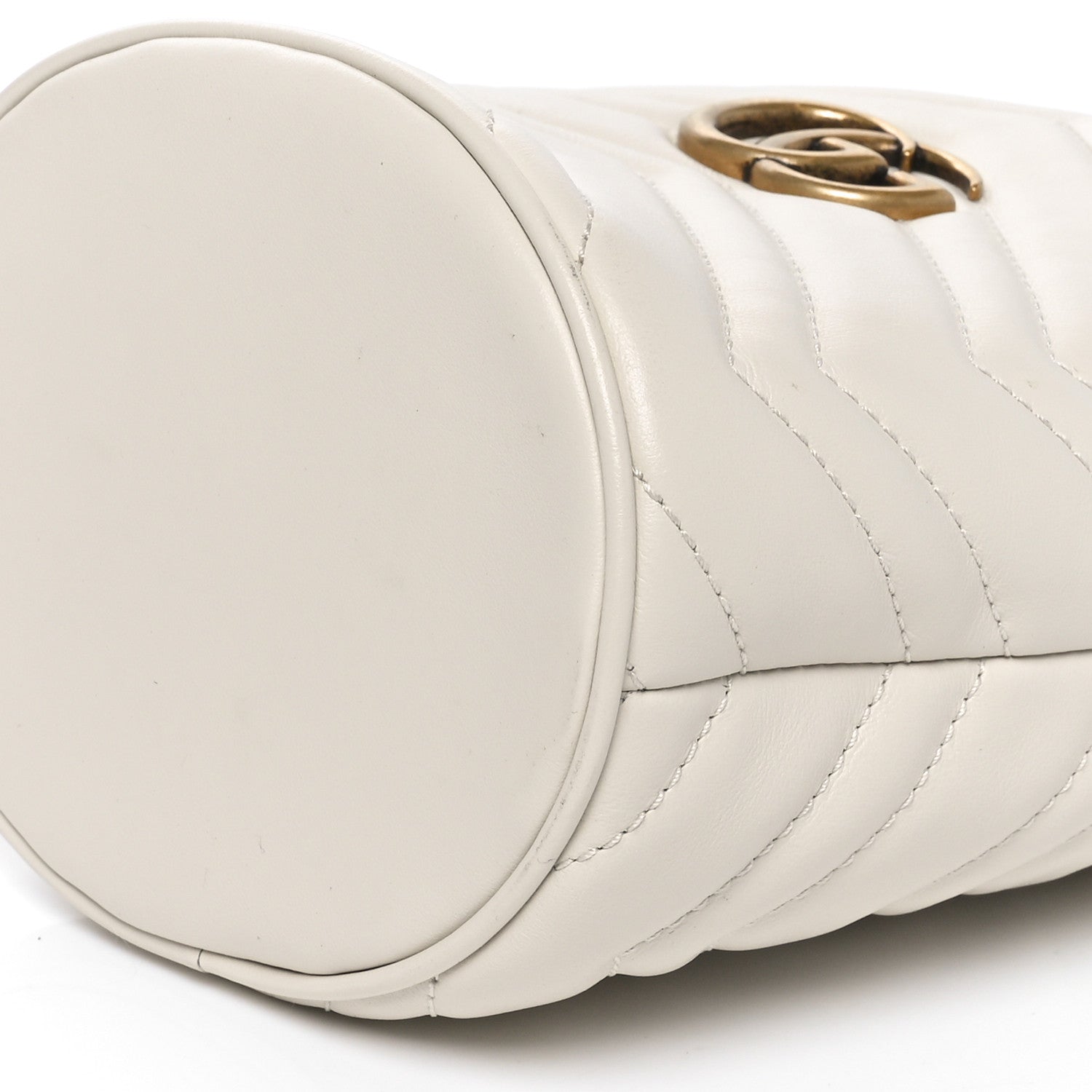 Gucci Calfskin Matelasse Mini GG Marmont 2.0 Bucket Bag White 9 of 10