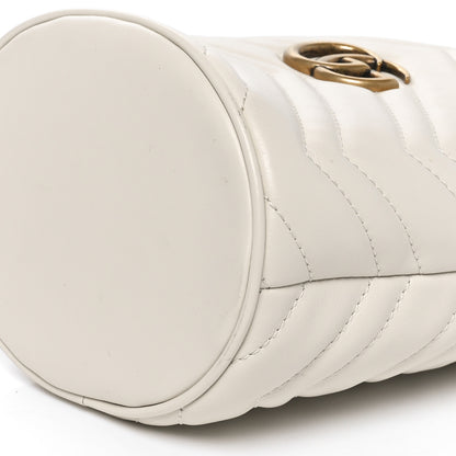 Gucci Calfskin Matelasse Mini GG Marmont 2.0 Bucket Bag White 9 of 10