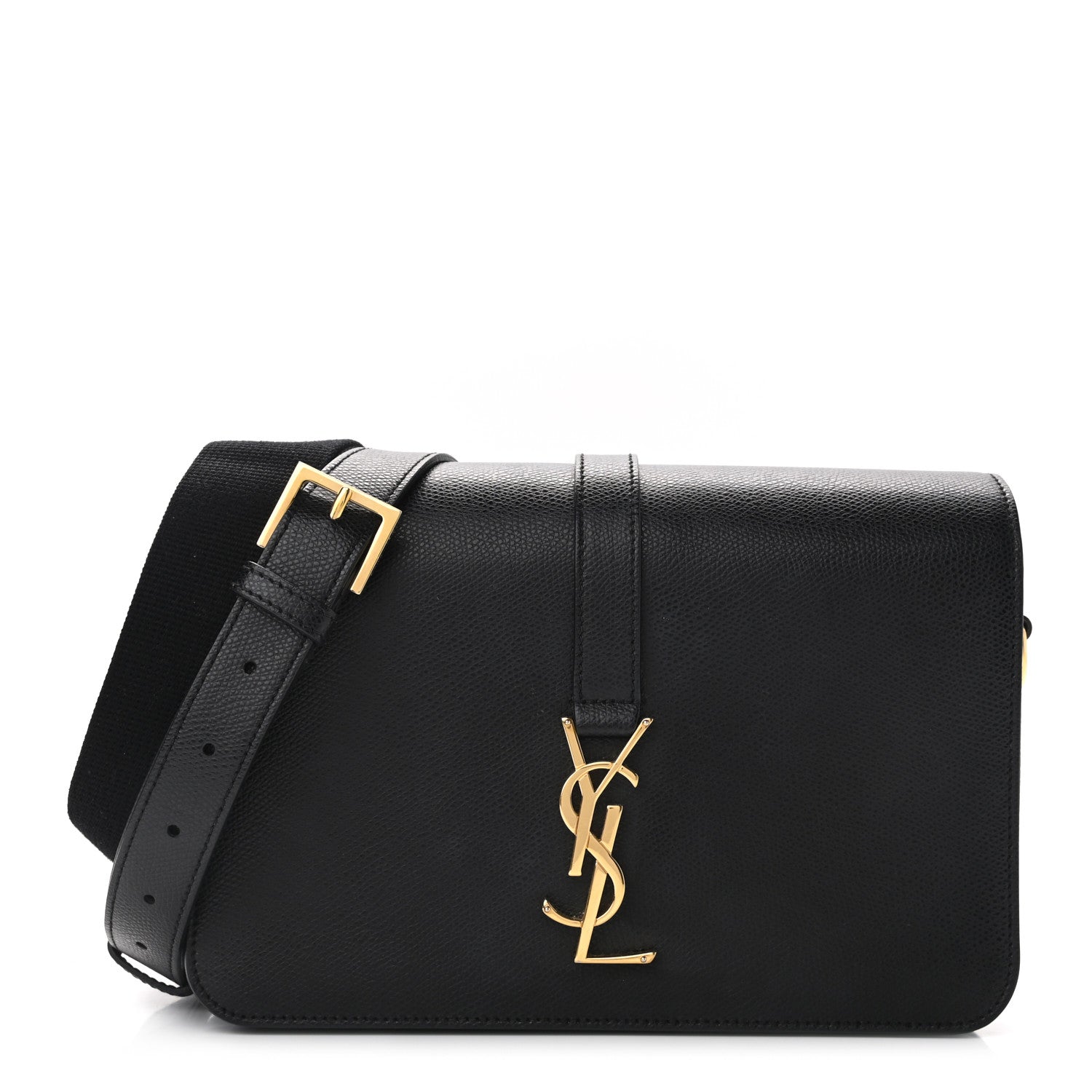 Saint Laurent Textured Calfskin Medium Classic Monogram Universite Bag Black 1 of 12
