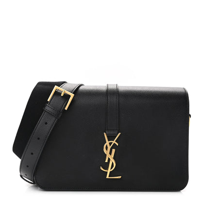 Saint Laurent Textured Calfskin Medium Classic Monogram Universite Bag Black 1 of 12